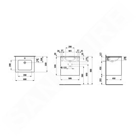 Laufen Pro S - Meuble avec lavabo, 600x610x500 mm, 2 tiroirs, blanc brillant H8649602611041