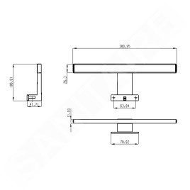 Aqualine Accessoires - Luminaire LED 5W, 300x40x100mm, chromé SA147