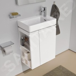 Laufen Pro S - Meuble pour lave-mains avec porte et étagère latérale à gauche, 470x275x605 mm, blanc brillant H4830020954751