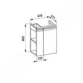 Laufen Pro S - Meuble pour lave-mains avec porte et étagère latérale à gauche, 470x275x605 mm, graphite mat H4830020954801