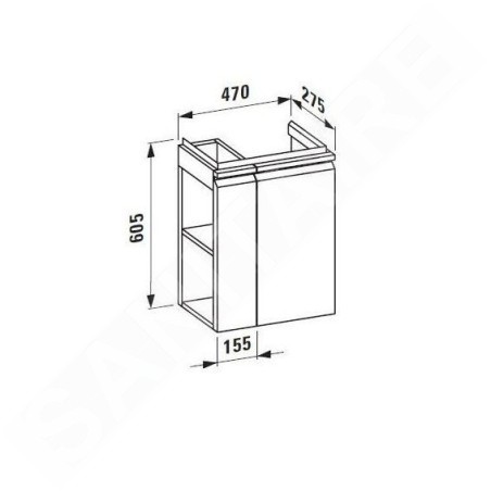 Laufen Pro S - Meuble pour lave-mains avec porte et étagère latérale à gauche, 470x275x605 mm, graphite mat H4830020954801