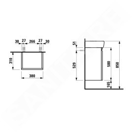 Laufen Pro - Meuble pour lave-mains avec porte, 380x310x580 mm, charnières à gauche, blanc brillant H4830110954751