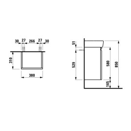 Laufen Pro - Meuble pour lave-mains avec porte, 380x310x580 mm, charnières à gauche, wengé H4830110954231
