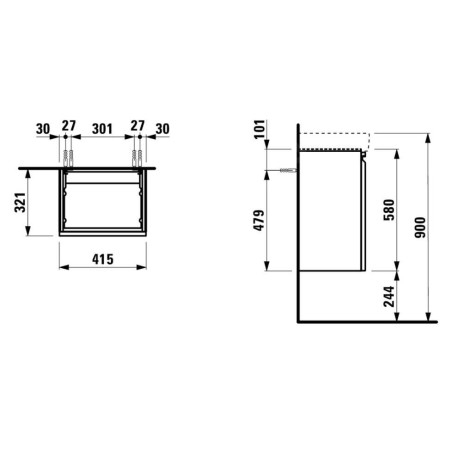 Laufen Pro S - Meuble pour lave-mains avec porte, 415x320x580 mm, charnières à gauche, blanc brillant H4833010964751