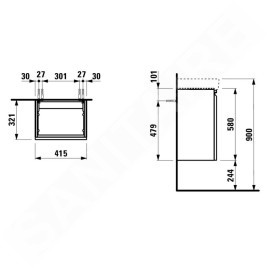 Laufen Pro S - Meuble pour lave-mains avec porte, 415x320x580 mm, charnières à gauche, wengé H4833010964231
