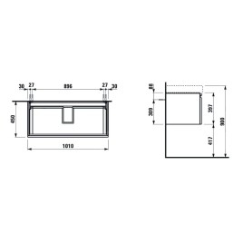 Laufen Pro S - Meuble pour lavabo, 1010x450x390 mm, 1 tiroir, blanc brillant H4835510964751