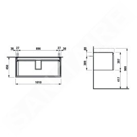 Laufen Pro S - Meuble pour lavabo, 1010x450x390 mm, 1 tiroir, wengé H4835510964231