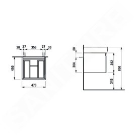 Laufen Pro - Meuble pour lavabo, 470x450x390 mm, 1 tiroir, wengé H4830230954231