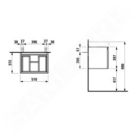 Laufen Pro S - Meuble pour lavabo 510x370x390 mm, 1 tiroirs, graphite mat H4830220954801