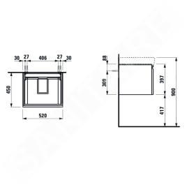Laufen Pro S - Meuble pour lavabo, 520x450x390 mm, 1 tiroir, blanc brillant H4833520964751