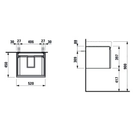 Laufen Pro S - Meuble pour lavabo, 520x450x390 mm, 1 tiroir, blanc mat H4833520964631