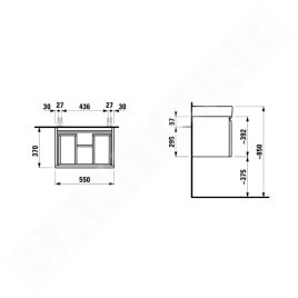 Laufen Pro S - Meuble pour lavabo, 550x370x390 mm, 1 tiroir, wengé H4830320954231