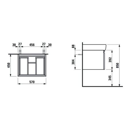 Laufen Pro - Meuble pour lavabo, 570x450x390 mm, 1 tiroir, blanc brillant H4830410954751