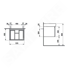 Laufen Pro - Meuble pour lavabo, 570x450x390 mm, 1 tiroir, wengé H4830420954231