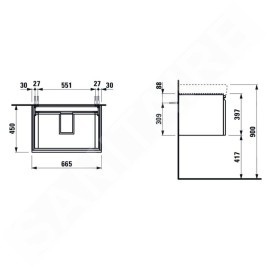Laufen Pro S - Meuble pour lavabo, 665x450x390 mm, 1 tiroir, blanc mat H4834520964631