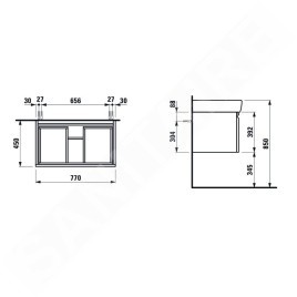 Laufen Pro - Meuble pour lavabo, 770x450x390 mm, 1 tiroir, blanc brillant H4830620954751
