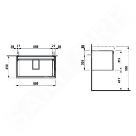 Laufen Pro S - Meuble pour lavabo, 810x450x390 mm, 1 tiroir, blanc mat H4835020964631