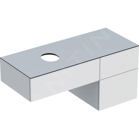 Geberit VariForm - Meuble pour lavabo, 1200x510x550 mm, 3 tiroirs, plage de dépose et siphon, blanc brillant / blanc mat