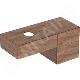 Geberit VariForm - Meuble pour lavabo, 1200x510x550 mm, 3 tiroirs, plage de dépose et siphon, noyer 501.186.00.1