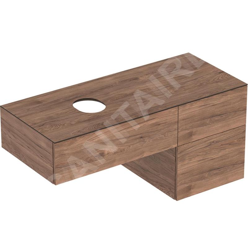 Geberit VariForm - Meuble pour lavabo, 1200x510x550 mm, 3 tiroirs, plage de dépose et siphon, noyer 501.186.00.1 Geberit VariForm - Meuble pour lavabo, 1200x510x550 mm, 3 tiroirs, plage de dépose et siphon, noyer 501.186.00.1