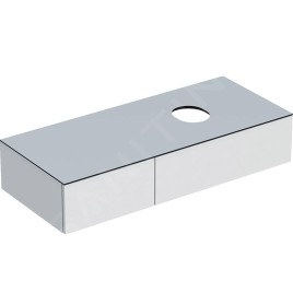 Geberit VariForm - Meuble pour lavabo 1350x510x235 mm, 2 tiroirs, plage de dépose et siphon, blanc brillant / blanc mat