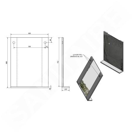 Aqualine Beta - Miroir 600x800x120 mm 57397