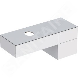 Geberit VariForm - Meuble pour lavabo, 1350x510x550 mm, 3 tiroirs, plage de dépose et siphon, blanc brillant / blanc mat