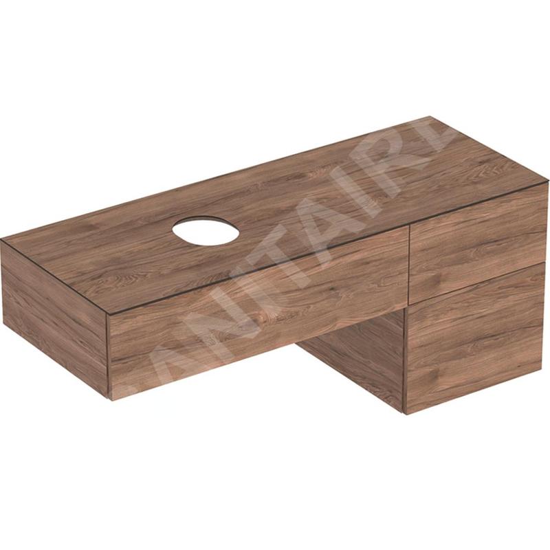 Geberit VariForm - Meuble vasque, 1350x510x550 mm, 3 tiroirs, siphon anti-odeurs, noyer 501.192.00.1 Geberit VariForm - Meuble vasque, 1350x510x550 mm, 3 tiroirs, siphon anti-odeurs, noyer 501.192.00.1