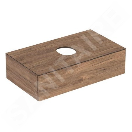 Geberit VariForm - Meuble pour lavabo, 900x510x235 mm, un tiroir, plage de dépose et siphon, noyer 501.168.00.1