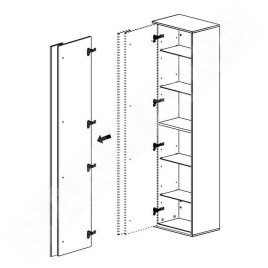 Ravak Step - Armoire haute SB, 430x290x1600 mm, blanc/noyer X000001420