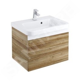 Ravak 10° - Armoire lavabo SD II, 550x450x450 mm, 2 tiroirs, noyer foncé/blanc brillant X000001285