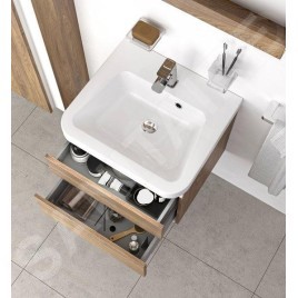 Ravak 10° - Armoire lavabo SD II, 550x450x450 mm, 2 tiroirs, noyer foncé/blanc brillant X000001285