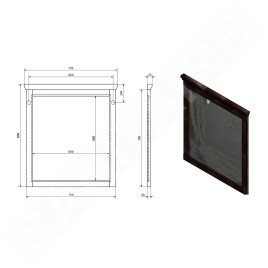 Sapho Cross - Miroir dans un cadre 700x800x35 mm, acajou CR012