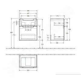 Villeroy & Boch Subway 2.0 - Meuble sous lavabo, 485x590x379 mm, 2 tiroirs, Glossy White A90710DH