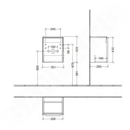 Villeroy & Boch Subway 3.0 - Meuble sous lavabo 351x429x309 mm, 1 porte, graphite C58300VR