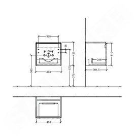 Villeroy & Boch Subway 3.0 - Meuble sous lavabo 473x429x408 mm, 1 tiroir, graphite C58000VR