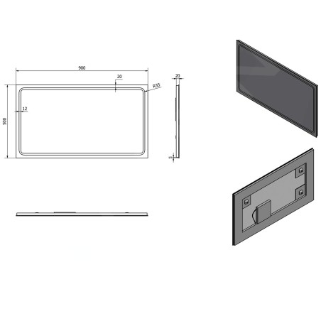 Sapho Gemini II - Miroir avec éclairage LED, 900x500 mm GM090