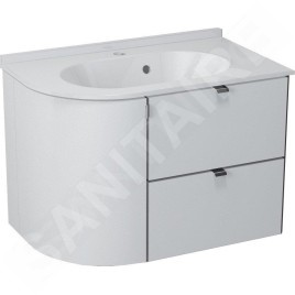 Sapho Pulse - Meuble lavabo d´angle, 750x520x450 mm, version gauche, blanc/anthracite PU076-3034