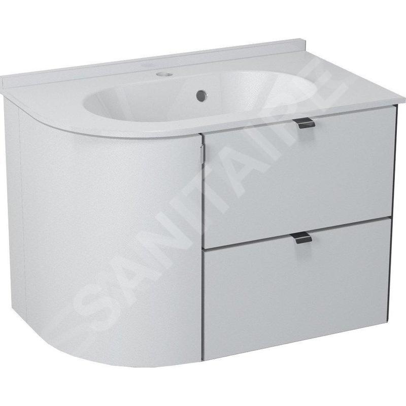 Sapho Pulse - Meuble lavabo d´angle, 750x520x450 mm, version gauche, blanc/anthracite PU076-3034 Sapho Pulse - Meuble lavabo d´angle, 750x520x450 mm, version gauche, blanc/anthracite PU076-3034