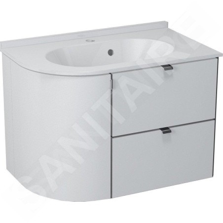 Sapho Pulse - Meuble lavabo d´angle, 750x520x450 mm, version gauche, blanc/anthracite PU076-3034