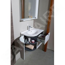 Sapho Pulse - Meuble lavabo d´angle, 750x520x450 mm, version gauche, blanc/anthracite PU076-3034