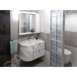 Sapho Pulse - Meuble lavabo d´angle, 750x520x450 mm, version gauche, blanc/anthracite PU076-3034