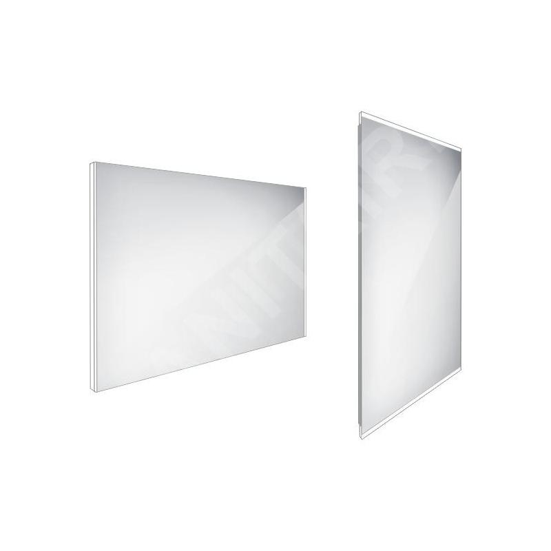 Nimco Miroirs - Miroir avec éclairage LED, 1000x700 mm, aluminium ZP 9004