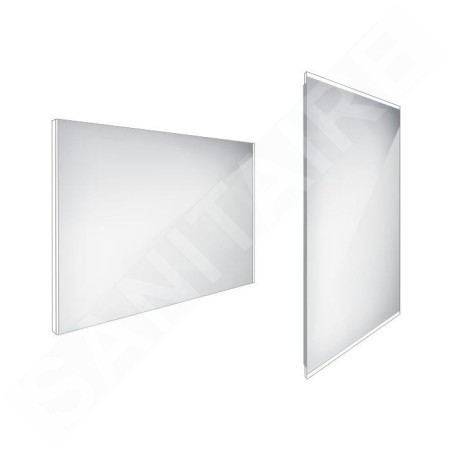 Nimco Miroirs - Miroir avec éclairage LED, 1000x700 mm, aluminium ZP 9004