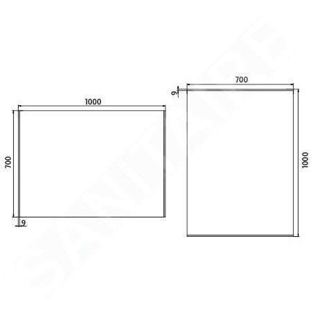 Nimco Miroirs - Miroir avec éclairage LED, 1000x700 mm, aluminium ZP 9004