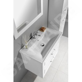 Aqualine Favolo - Meuble lavabo 865x600x446 mm, 2 tiroirs, blanc mat FV290