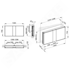 Keuco Royal Match - Armoire de toilette avec éclairage LED, encastrée, 1300x700x149 mm, argent anodisé 12815171311