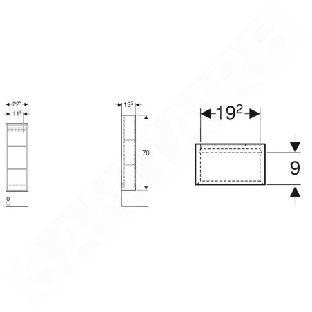 Geberit iCon - Armoire latérale 225x700x132 mm, ouverte, blanc brillant 502.320.01.1
