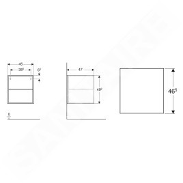 Geberit ONE - Armoire latérale 450x492x470 mm, ouverte, blanc brillant 505.079.00.1