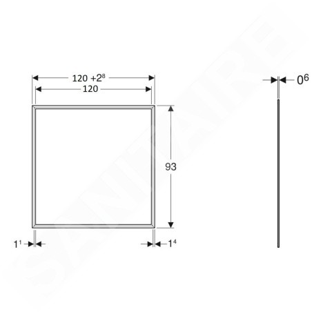Geberit ONE - Cadre de couverture 1200x930 mm, pour armoire encastrée Geberit ONE avec miroir, aluminium 505.845.00.2